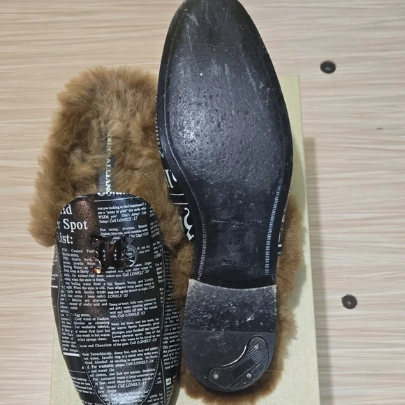 John Galliano Black Text Loafers with Plush Brown Lining Casual Men main image 4